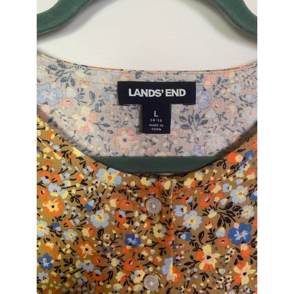 Lands' End Women's Floral 3/4 Sleeve oversized Tunic top , Size L - Picture 3 of 5